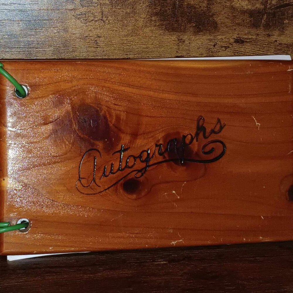 Vintage Wooden Autographs Book